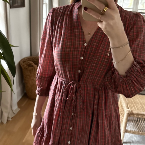 Red Plaid Button-Down Dress - Picture 9 of 11